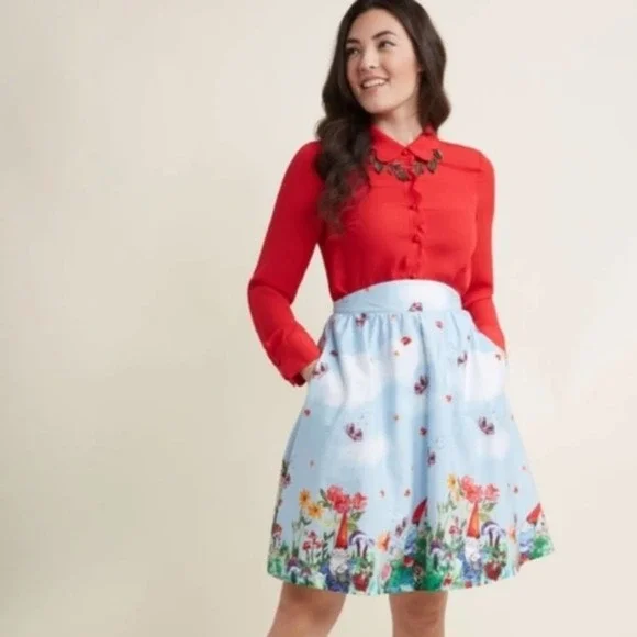 Modcloth Gnomes A Line Skirt RARE NEW - Picture 3 of 8
